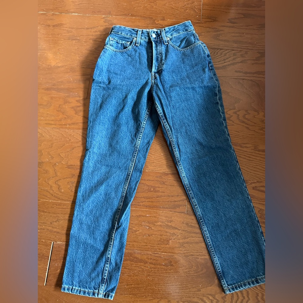 Everlane curvy High-Rise Straight Leg Jeans in Medium Blue